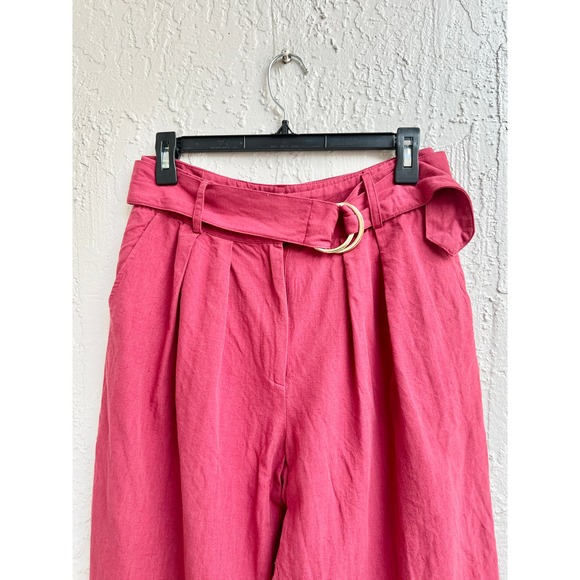 Tularosa Sophia Linen Blend High Waisted Tassel Fringe Hem Crop Pants Red Size M - Picture 5 of 9